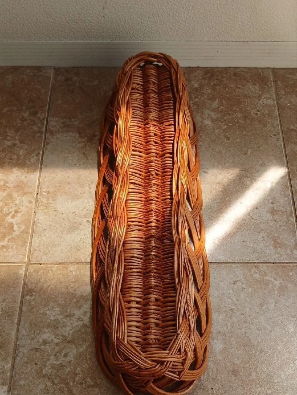 Hand Crafted Woven Rattan Basket - Natural Brown